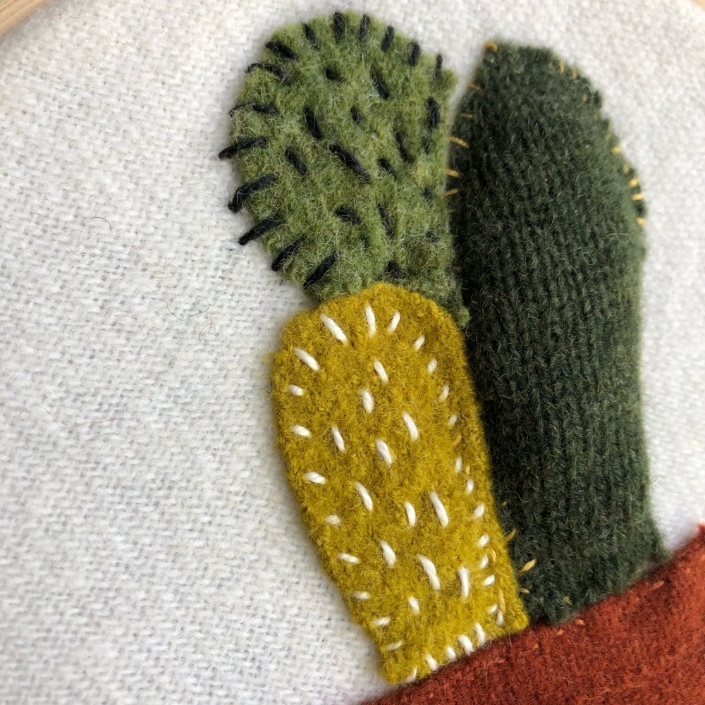 Handcrafted | Felted Wool Cactus Hoop Art 🌵 - Picture 3 of 6